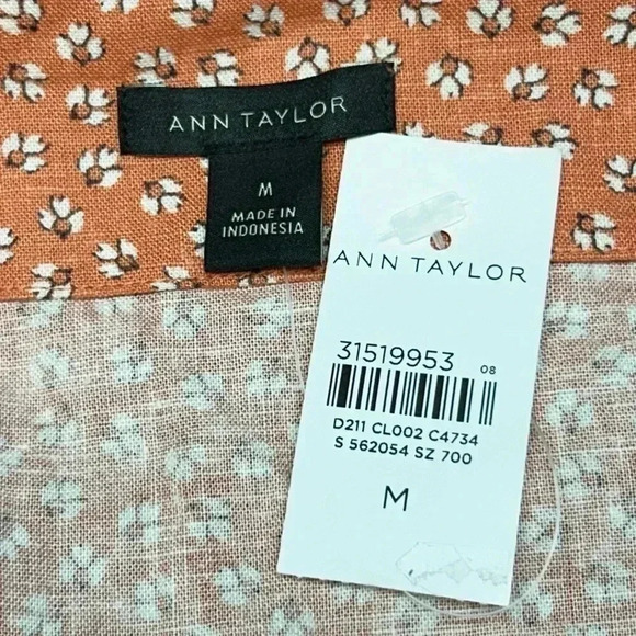 Ann Taylor Floral Linen Blend Pintucked Ruffle Tank Top Size Medium M NWT - Picture 7 of 8